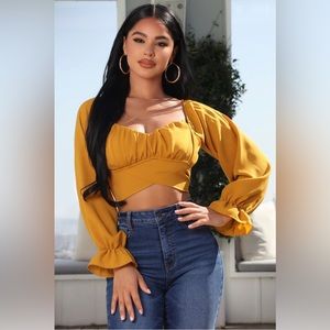 NATALY CROPPED BLOUSE - MUSTARD YELLOW